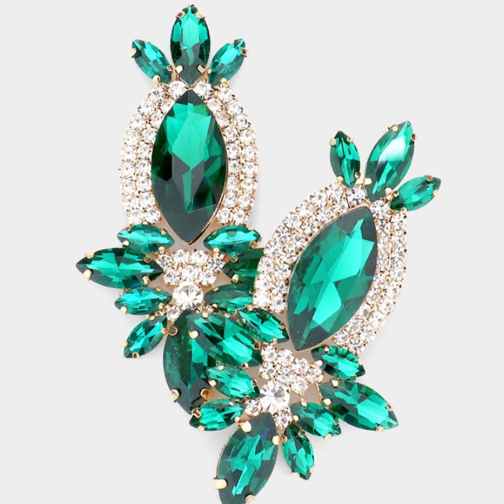 Emerald Marquise Stone Accented Earrings